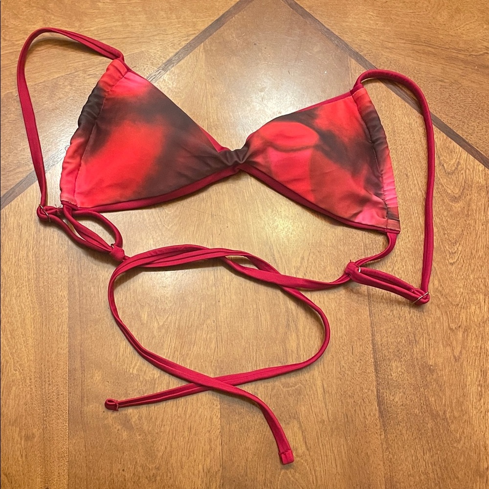 Red and Black Bikini Top